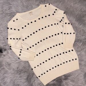 J. Crew Black Pom Pom Sweater with 3/4 Sleeves Size Small